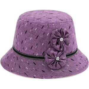 Vintage Felt Cloche Hat Winter Floral Fedora Bucket Hat Bowler Hats